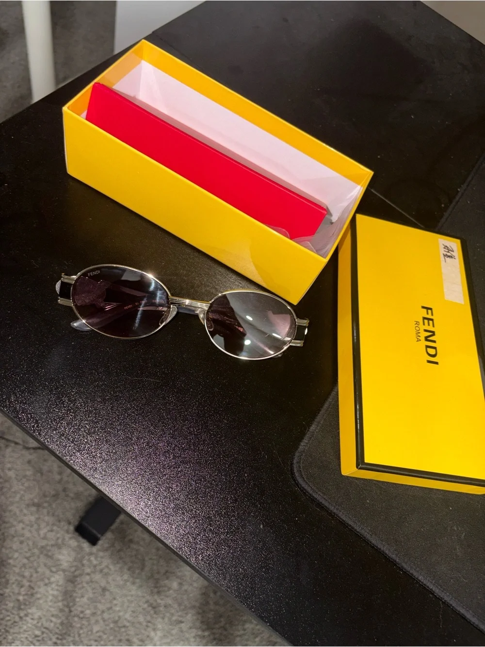 Fendi Silver Metal Oval Sunglasses with Smoke Lenses